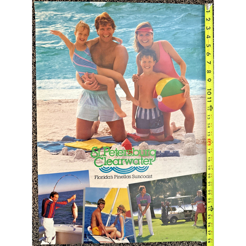 St. Petersburg Poster Clearwater Beach Florida Pinellas Suncoast Travel 28" x20"